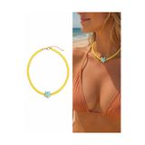 Arsaley Collection Cam Yıldız Charm Sarı Yazlık Boncuk Kadın Kolye