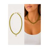 Arsaley Collection Gold Deniz Yıldızı Charm Yeşil Renk Yazlık Boncuk Kadın Kolye