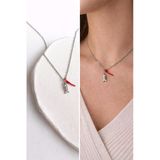 Arsaley Collection Gümüş Balık ve Kırmızı Kurdela Charm 45 cm Çelik Kolye