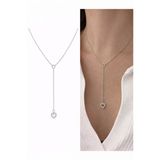 Arsaley Collection Gümüş Taşlı Kalp Charm Y Model Çelik Zincirli Kadın Kolye (45 + 6 Cm) – Sevgililer Günü Özel