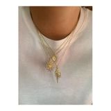 Arsaley Collection Güneş Charm, Deniz Salyongozu Ve Yuvarlak Plaka Charm Altın Kaplama Zincirli Gold Kadın Kolye (45 Cm)