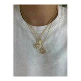 Arsaley Collection Güneş Charm, Spiral Ve Yuvarlak Plaka Altın Kaplama Zincirli Gold Kadın Kolye