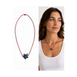 Arsaley Collection Kırmızı İp Porselen Mavi Yıldız Charm Kadın Kolye