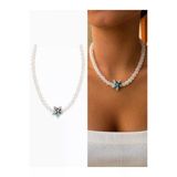 Arsaley Collection Mavi Deniz Yıldızı Charm Beyaz Renk Yazlık Boncuk Kadın Kolye