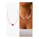 Arsaley Collection Siyah Deniz Yıldızı Charm Pembe Renk Yazlık Boncuk Kadın Kolye