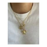 Arsaley Collection Spiral, Deniz Yıldızı Ve Kaplunbağa Charm Altın Kaplama Zincirli Gold Kadın Kolye (45 Cm)