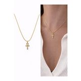 Arsaley Collection Taşlı Ank Charm Yılan Zincir 45 Cm Altın Kaplama Gold Kadın Kolye – Sevgililer Günü Özel