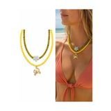 Arsaley Collection Yengeç Ve Yıldız Charm Sarı Yazlık Doğal Taş Boncuk Çoklu Set Kadın Kolye