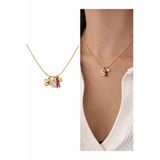 Arsaley Collection Yonca Ve Yıldız, Harf Charm Çelik Zincirli Gold Kadın Kolye (40 Cm) – Sevgililer Günü Özel