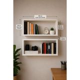 Arşe Beyaz Duvara Monte 2 Li Kitaplık Modern Tasarım Suntalam Malzeme 25 cm Yükseklik 50 cm Genişlik - 2li