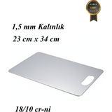 Arsel 1,5 mm Kalınlık Paslanmaz Çelik / Metal Kesme Tahtası 304 Kalite 23X34 cm 18/10 Cr-Ni 1.5mm
