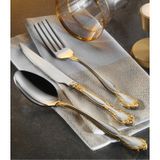 Arsel Dafne Gold 84 Parça Kutulu Çatal Kaşık Bıçak Takımı 304 Kalite 3 Mm Premium Set Gerçek Altın 18/10 Gümüş