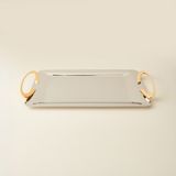 Arsel Heybeli Gold Kulplu Tepsi - Platin - 24X39 cm - Montajsız