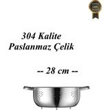 Arsel Paslanmaz Çelik 304 Kalite Makarna Süzgeci 24CM Ayaklı Dayanıklı Premium Kaliteli