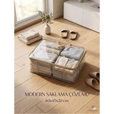 Arsem Tekstil Hurç 45X60X20 Şeffaf Baza Çekyat Altı Saklama Hurcu Battaniye & Yorgan & Kıyafet Rutubet Güve Yapmaz - 1 Adet - 60*45*20