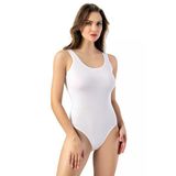 Arseno Kadın Kalın Askı Çıtçıtlı Body Düz Tasarım Beyaz Tekli - Beyaz - Arsnokos-6P00m2-Be