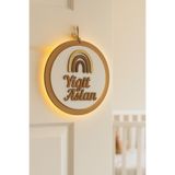 ARSERGROUP Kişiye Özel Rainbow Işıklı Bebek Ve Çocuk Odası Kapı Süsü Ahşap Isimlik Bebek Kapı Süsü