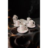 Arsim Home Fiyonk Desenli Özel Tasarım Elyapımı 6kişilik Fincan Takımı - Pembe - 100 - 200 ml