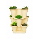 Arsimo 3 Katlı Şanslı Yonca Tasarımlı Dekoratif Saksı Seti, 26.5 x 26.5 cm, Çiçek ve Bitki Sebze Yetiştirme, Bahçe Salon Mutfak Saksı Seti (Krem)