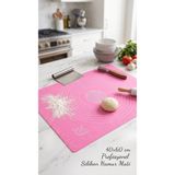 Arsimo 40x60 cm Profesyonel Silikon Hamur Açma Mati Yapışmaz Dereceli Pamuk Açma Matı Pembesi