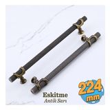 Arsin Eskitme Antik Sarı Metal Kulp 224 Mm - 22.4 Cm Mobilya Mutfak Dolabı Dolap Kulpları Kulbu