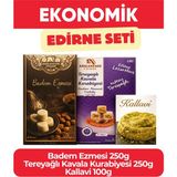 Arslanzade Edirne Seti – Badem Ezmesi 250g, Tereyağlı Kavala Kurabiyesi 250g, Kallavi 100g