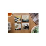 Arslart Atölye Doğa ve Hayvan Temalı Bardak Altlığı 4’lü Set Doğal Taş (10x10 cm)