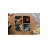 Arslart Atölye Hobbit Temalı Bardak Altlığı 4’lü Set Doğal Taş (10x10 cm)