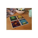 Arslart Atölye Renkli Cam ve Doğa Temalı Bardak Altlığı 4’lü Set Doğal Taş (10x10 cm)