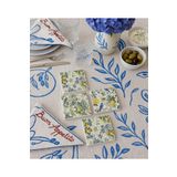 arslart Limon ve Kuş Desenli Doğal Taş Bardak Altlığı 4’lü Set, Yazlık Sunum Ürünü