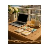 arslart Modern Geometrik Desenli Renkli Doğal Taş Bardak Altlığı 4’lü Set, Şık Masa Sunum Ürünü