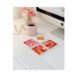 arslart Retro Pembe Desenli Doğal Taş Bardak Altlığı, Ofis Masa Dekoru, 4 Adet