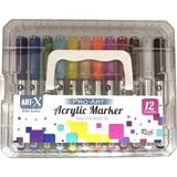 Art & Art Art-X Pro-Art Fırça Uçlu Akrilik Marker 12 Renk Kristal Kutu