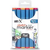 Art & Art Rich Art-X Sketch Marker Duo Çift Uçlu Marker Kalem Set 12 Renk Active Series