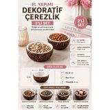 Art By Aslı El Yapımı Dekoratif Çerezlik 2’li Set 12X12 cm | Kırılmaz Çok Amaçlı Kuruyemiş Sunum Kasesi