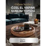 Art By Aslı Orion Serisi 23X23 cm El Yapımı Kırılmaz Dekoratif Yuvarlak Sunum Tepsisi - Türk Kahvesi ve Ikramlık Sunumluk