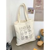 Art Cat, Sanatçı Kediler Tasarım Kalın Kanvas Tote Bag, Bez Çanta, Shopper Bag, Kanvas Çanta - 10D-Krem
