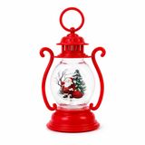 Art Deco Noel Feneri, Kırmızı Plastik, LED Işıklı, Santa Figürlü, 16.29 cm x 7 cm, Pilli, Dekoratif Masa Lambası