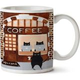 Art Hediye 01 Coffee Kahve Kedi Cafe Hoşgeldiniz İki Tarafı Baskılı Kupa Bardak