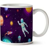 Art Hediye Astronot Gezegenler Iki Tarafı Baskılı Kupa Bardak
