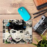 Art Hediye Audrey Hepburn Gazete Küpür Baskılı 23x19 cm Mouse Pad