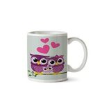 Art Hediye Baykuşlar Kalpler İki Tarafı Baskılı Kupa Bardak