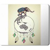 Art Hediye Etnik Fil ve Düş Kapanı Baskılı 23x19 cm Mouse Pad