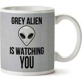 Art Hediye Grey Alien Watching You Men's İki Tarafı Baskılı Kupa Bardak