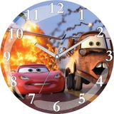 Art Hediye Şimşek Mcqueen Arabalar Çocuk Odasına Çap 30CM Sessiz Akar Bombeli Gerçek Cam Duvar Saati