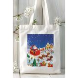 Art Hediye Yılbaşı Noel Baba Baskılı Bez Omuz Çantası Kişiye Özel Model 10 Kadın
