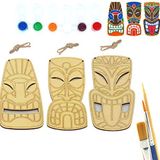 art inside Afrika Maskesi Temalı Ahşap Boyama Tuval Seti Hediye Hobi Kiti 18,5-19,5 Cm