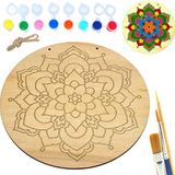 art inside Çiçek Mandala Ahşap Boyama Tuval Seti Hediye Hobi Kiti 20 Cm