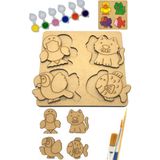 Art Inside Çocuklar Için Ördek Kedi Papağan Balık Figürlü Puzzle Ahşap Boyama Yapboz Seti Hediye Hobi Kiti