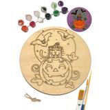 Art Inside Halloween Cadılar Bayramı Ahşap Boyama Tuval Seti Hediye Hobi Kiti 20 cm Kedi Bal Kabağı